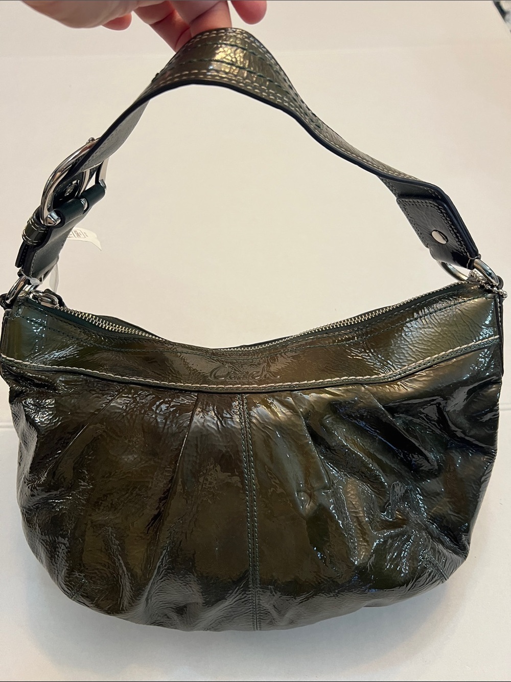 COACH CLASSIC GREEN PATENT LEATHER HOBO BAG PURSE NEW WITH TAGS